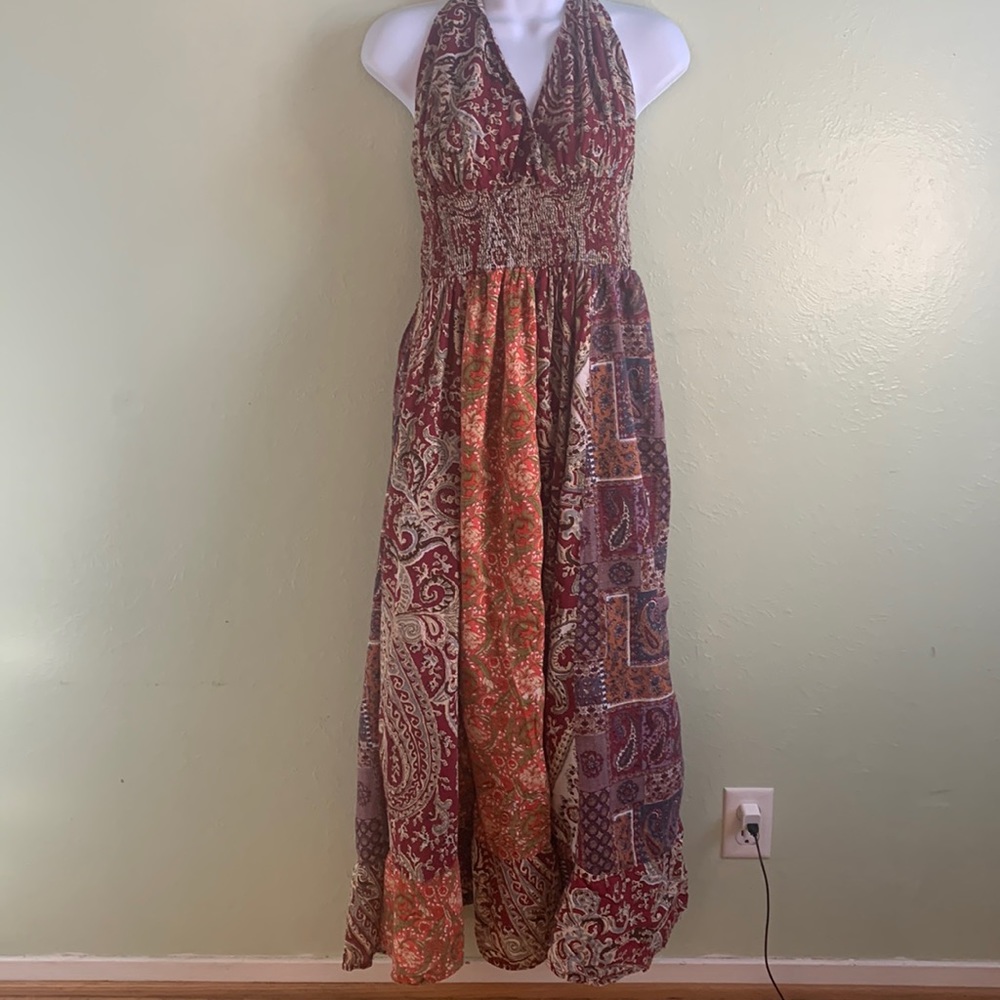 Fun and Flirt Boho Printed Halter Dress